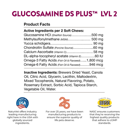 NaturVet Glucosamine DS Plus Level 2 Functional Soft Chews for Dogs