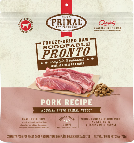 Primal Canine Pork Formula Freeze-Dried Pronto