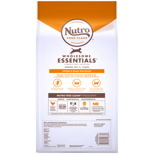 Nutro Wholesome Essentials Senior Cat Chicken and Brown Rice Dry Cat Food