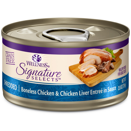 Wellness Signature Selects Grain Free Natural White Meat Chicken and Chicken Liver Entree in Sauce Wet Canned Cat Food
