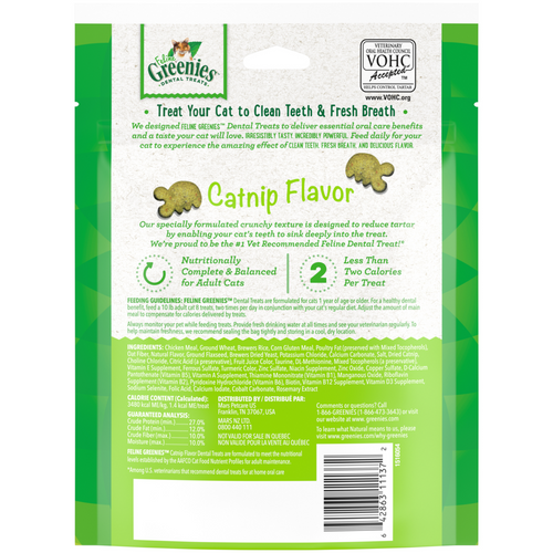 Feline Greenies Adult Natural Dental Care Catnip Flavor Cat Treats