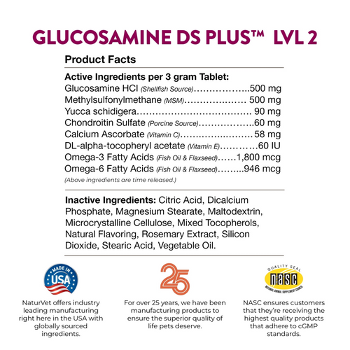 NaturVet Glucosamine DS Level 2 Tablets for Dogs