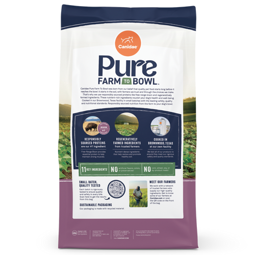 Canidae Pure Farm To Bowl Free-Range Bison, Lentil & Carrot Recipe Dog Food