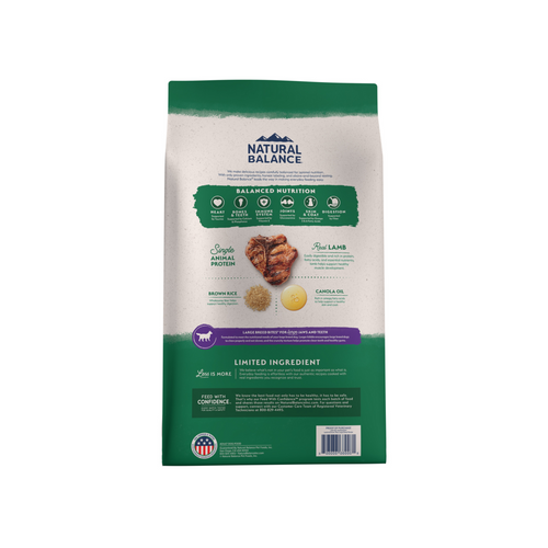 Natural Balance Limited Ingredient Dry Dog Food, Large Breed Lamb & Brown Rice Recipe