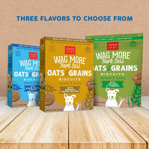 Cloud Star Wag More Bark Less Oats & Grains Crunchy Bacon & Cheese & Apples Dog Treats