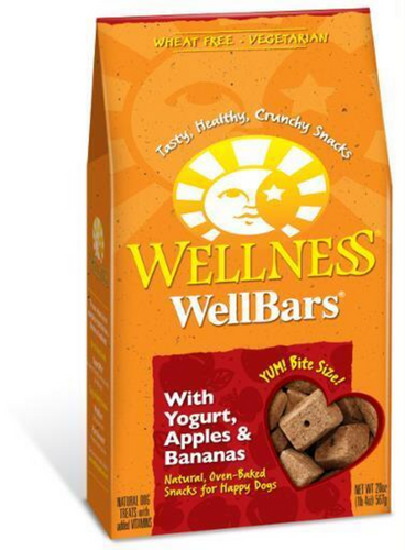 Wellness Natural Grain Free Wellbars Crunchy Yogurt, Apples and Bananas Recipe Dog Treats