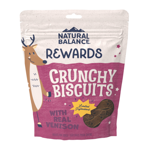 Natural Balance Rewards Crunchy Biscuits Dog Treats for Small Breeds with Real Venison