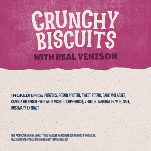 Natural Balance Rewards Crunchy Biscuits Dog Treats for Small Breeds with Real Venison
