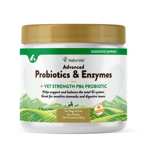 NaturVet Advanced Vet Strength PB6 Probiotics & Enzymes Sensitive Stomach & Digestive Aid Powder for Dogs & Cats
