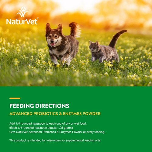 NaturVet Advanced Vet Strength PB6 Probiotics & Enzymes Sensitive Stomach & Digestive Aid Powder for Dogs & Cats