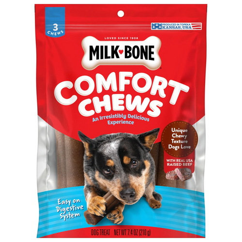 Milk-Bone Comfort Chews, Dog Treats with Unique Chewy Texture and Real Beef