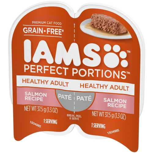 Iams Perfect Portions Healthy Adult Salmon Pate Wet Cat Food Tray
