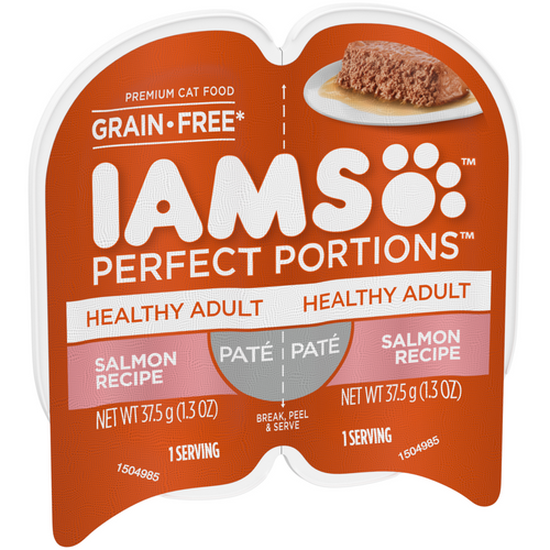 Iams Perfect Portions Healthy Adult Salmon Pate Wet Cat Food Tray
