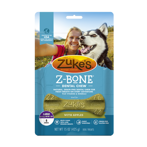 Zukes Z-Bones Grain Free Clean Apple Crisp Dental Dog Treats