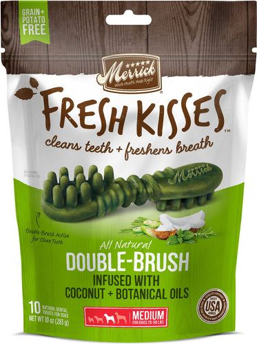 Merrick Fresh Kisses Grain Free Coconut Oil and Botanicals Medium Dental Dog Treats