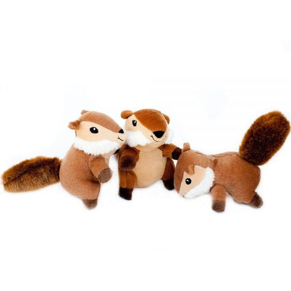 ZippyPaws Miniz Chipmunks 3-Pack Plush Dog Toys