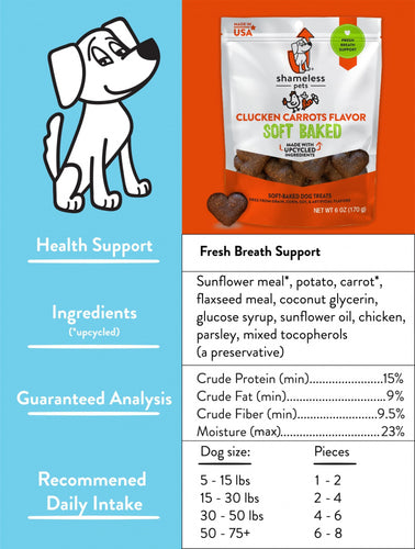 Shameless Pets Clucken' Carrots Soft-Baked Dog Treats