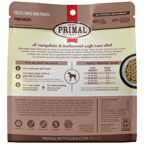 Primal Freeze Dried Raw Pronto Pork Dog Food