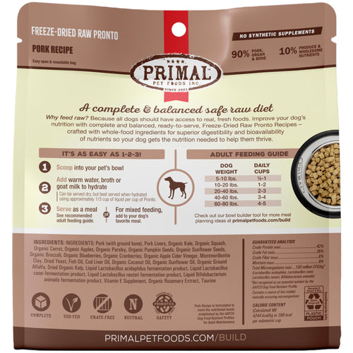 Primal Freeze Dried Raw Pronto Pork Dog Food